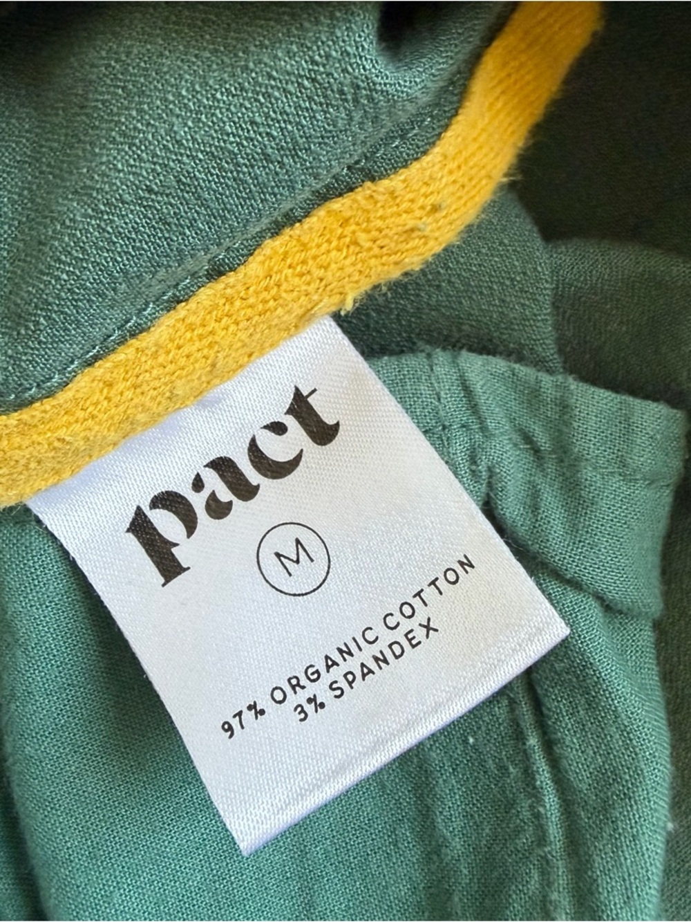 Pact Women's Ankle Pants in Teal with Yellow Cuff Detail - Picture 7 of 8